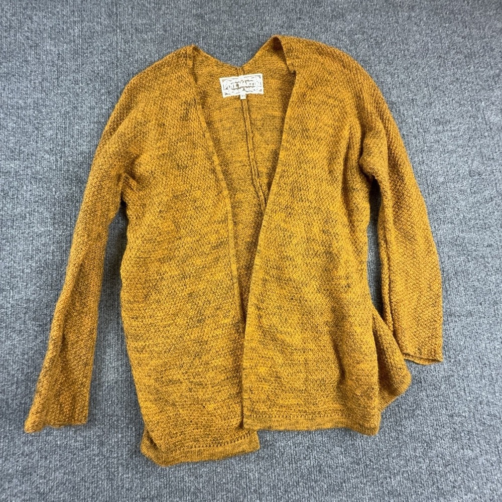 Pink Martini Cardigan Sweater Womens XS Yellow Open Chunky Knit Long Sleeve
